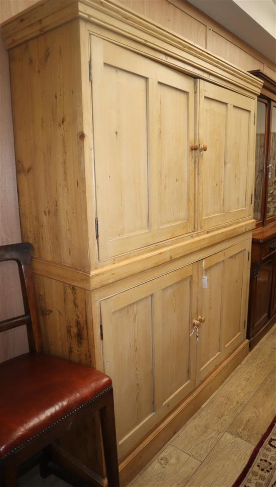A Victorian and later pine cupboard in two sections Approx. W.160cm